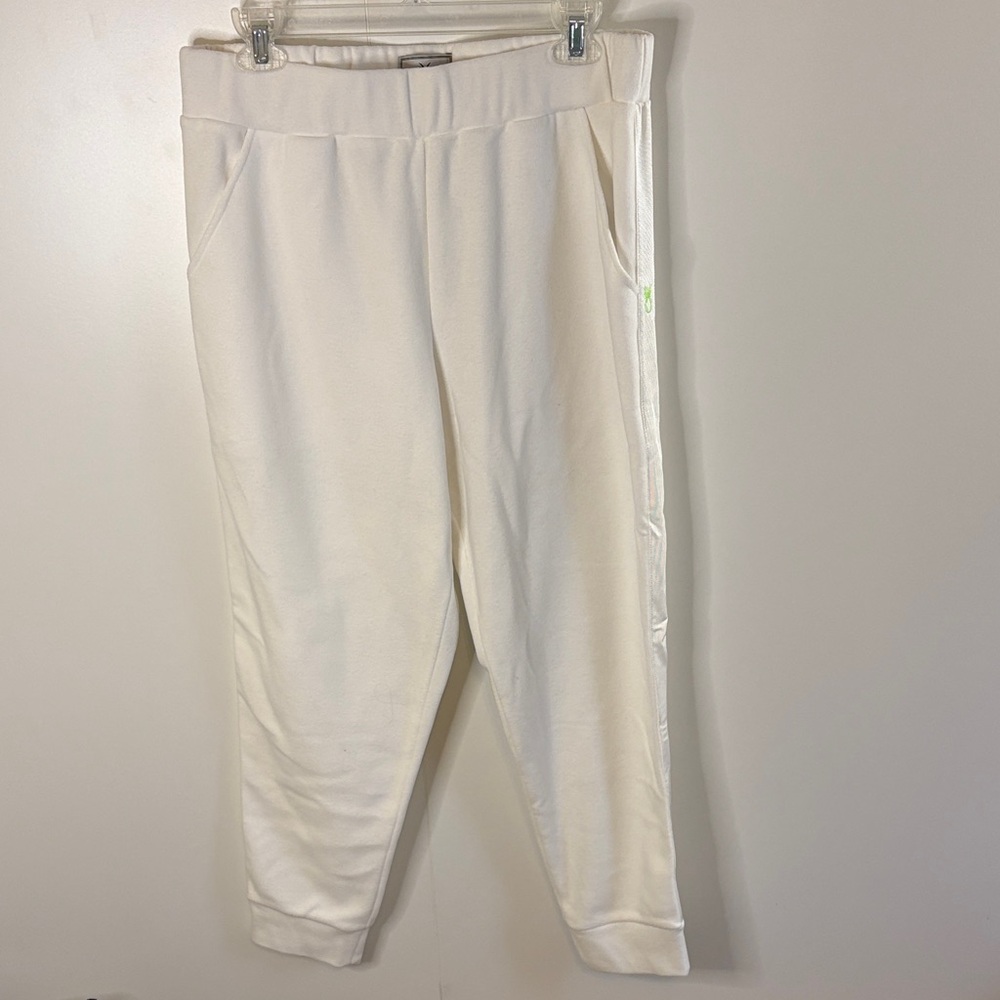 Dudley Stephens Cream Fleece Track Pants with Ribbon Tuxedo Stripe